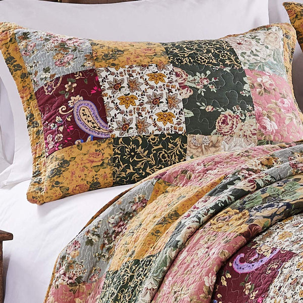 Cotton Patchwork Quilt Set – Floral & Paisley Bedding