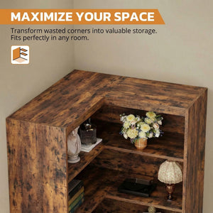 6-Tier L-Shaped Corner Bookshelf with Storage Cabinet