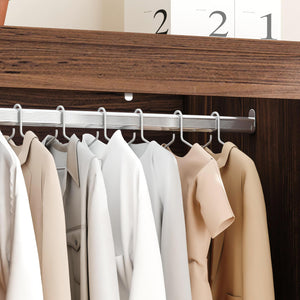 Farmhouse Armoire Wardrobe with Drawers & Hanging Rod
