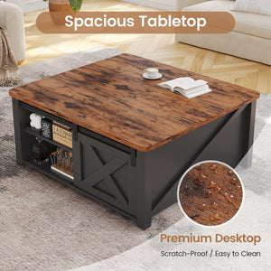 Lift Top Coffee Table with Hidden Storage and Adjustable Shelves