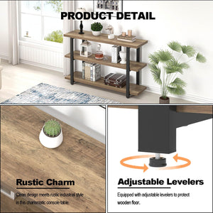 3-Tier Console Table with Storage Shelves
