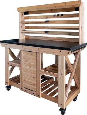 Acacia Wood Farmhouse Console Table with Lower Slat Shelf