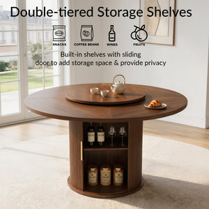 Round Dining Table Set with Storage & Turntable