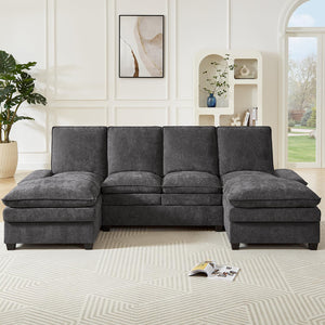 Modular U-Shaped Sectional Sofa with Ottoman