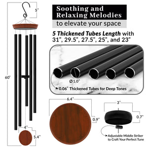 60-Inch Extra Large Outdoor Wind Chimes – Deep Tone