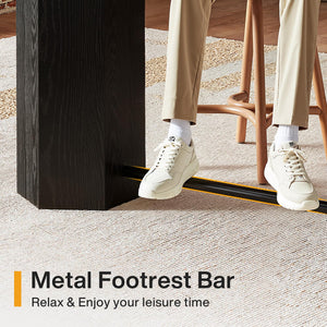 71-Inch Industrial Bar Table — Counter Height Dining Table with Metal Footrest