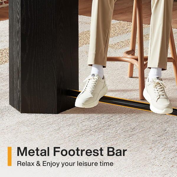 71-Inch Industrial Bar Table — Counter Height Dining Table with Metal Footrest