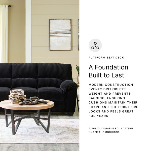 Contemporary Corduroy Sofa – 3-Seat Living Room Couch