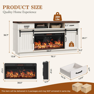 70" Fireplace TV Stand with 36" Electric Fireplace
