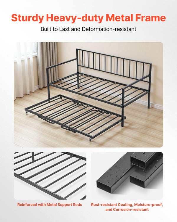 Metal Daybed Frame with LED Light & Charging Station