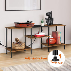 TV Stand with LED Lights & Power Outlets – 3-Tier Entertainment Center for 50" TVs