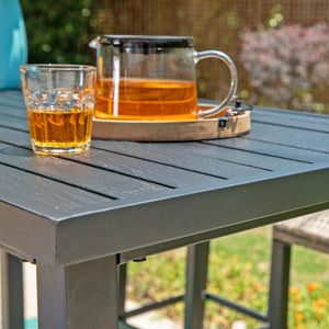 Outdoor Bar Table – Metal Counter Height with Wood Grain Top