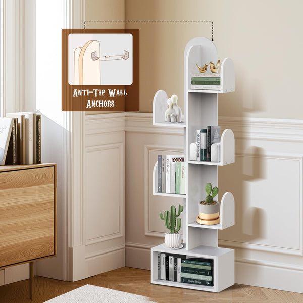 5-Tier Cactus Tree Bookshelf, 50" Tall Wood Storage Rack