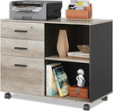 3-Drawer Mobile File Cabinet with Open Shelves