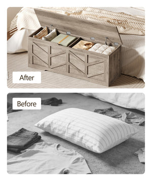 Extra Large Storage Bench with Safety Hinges – 51.2" Wooden Trunk