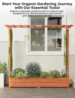 Raised Garden Bed with Trellis, Hanging Roof & Drainage Holes