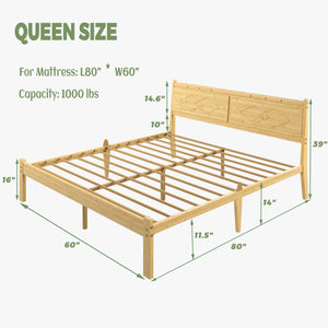 Bamboo Platform Bed Frame with Headboard