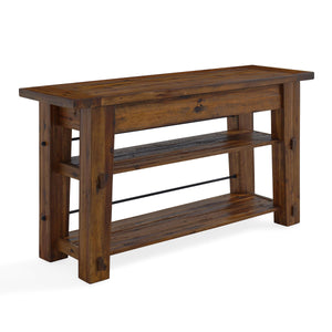 54-Inch Industrial Wood Console Table with Two Open Shelves