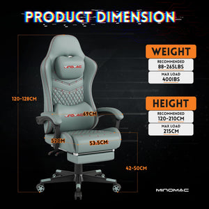 Ergonomic Gaming Chair with Retractable Footrest & Lumbar Support – 400 lb Capacity