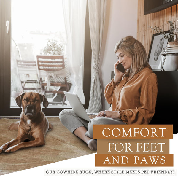 Genuine Cowhide Area Rug – Speckled Palomino, White & Beige