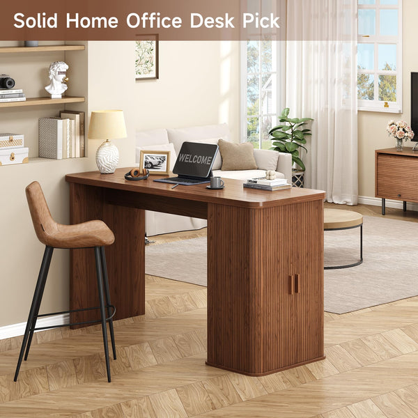 59-Inch Fluted Kitchen Island with Storage