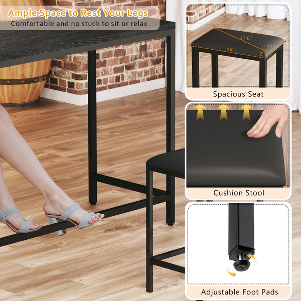 L-Shaped Bar Table and Chairs Set with Power Outlets