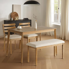 Farmhouse Dining Table Set with Chairs and Bench