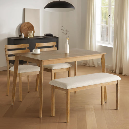Farmhouse Dining Table Set with Chairs and Bench