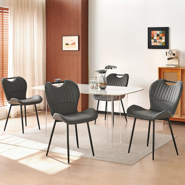 Dining Chairs Set of 4 – Faux Leather with Metal Legs