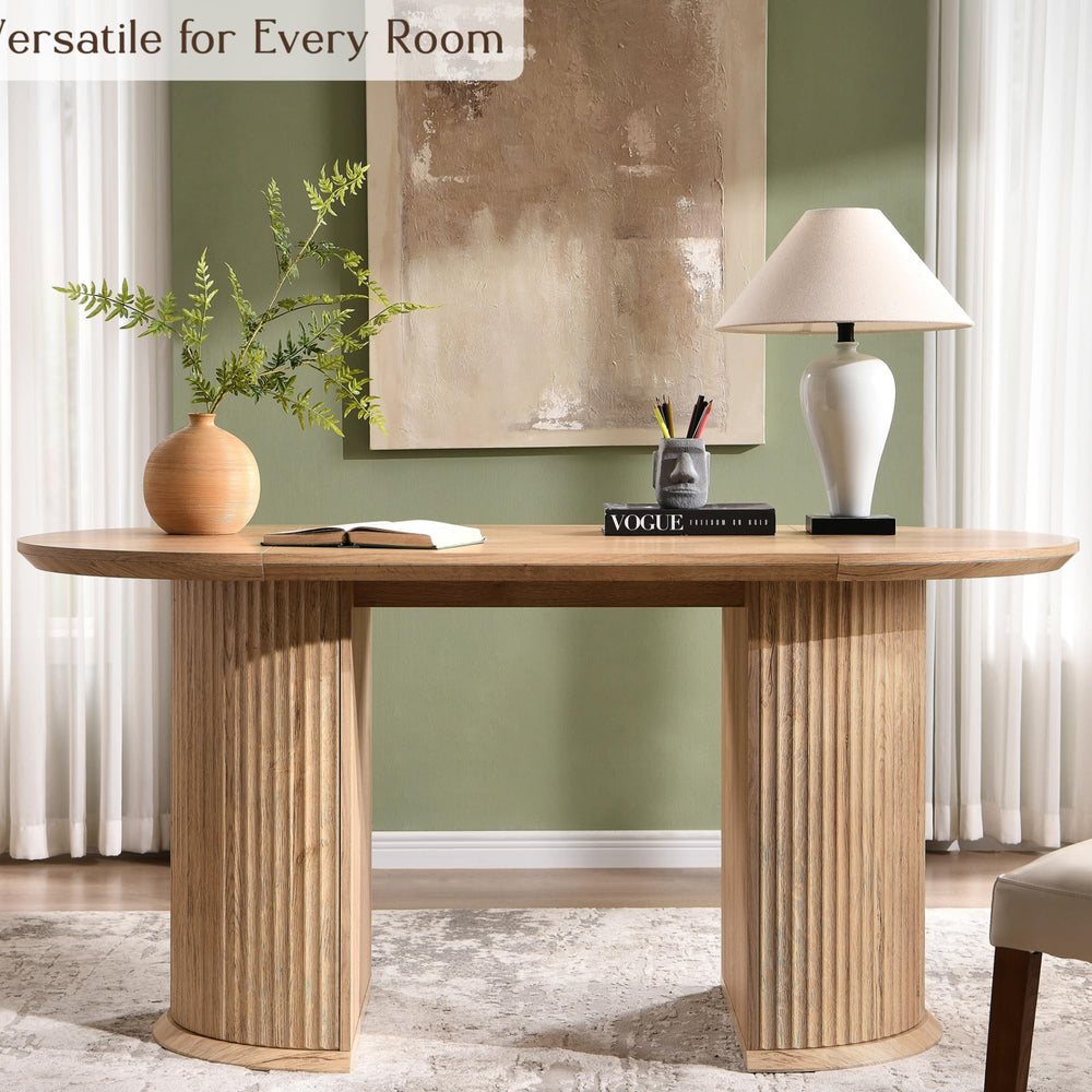 63-Inch Fluted Oval Dining Table for 4–6