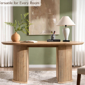 63-Inch Fluted Oval Dining Table for 4–6