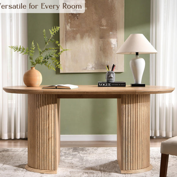 63-Inch Fluted Oval Dining Table for 4–6