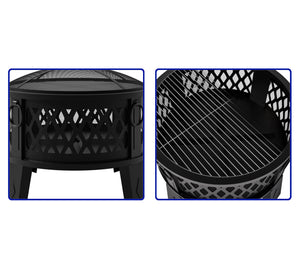 26" Steel Fire Pit with Grill & Diamond Mesh