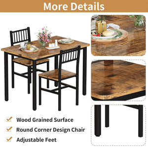 3-Piece Dining Table Set for 2 – Small Kitchen Table with 2 Stools