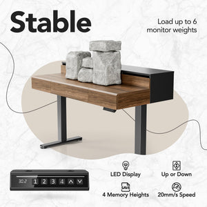 Electric Standing Desk with Drawers & Monitor Shelf, 48 Inch