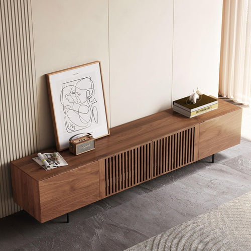 Mid-Century Modern TV Stand with Storage – Fits TVs Up to 80 Inches