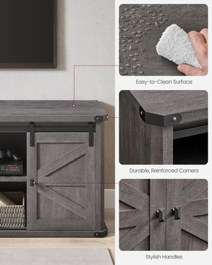 Farmhouse TV Stand with Sliding Barn Doors – Fits TVs up to 65"