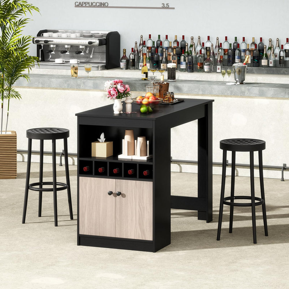 48" Bar Table with Storage Cabinet & Wine Rack