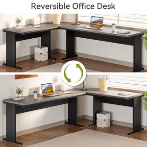 83" L-Shaped Executive Desk with Mobile File Cabinet