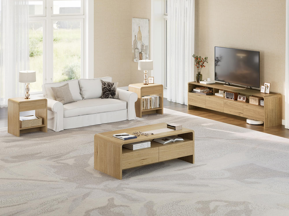 3-Piece Coffee Table & End Table Set with Storage