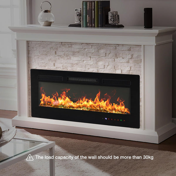 Electric Fireplace Wall Mounted Recessed Freestanding with Remote