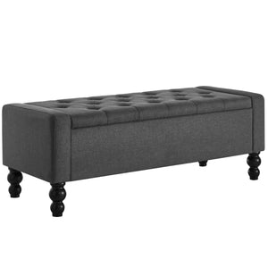 50-Inch Upholstered Storage Ottoman Bench with Safety Hinge – 660 lb Capacity