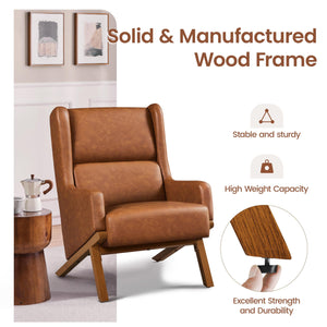 High Back PU Leather Accent Chair – Brown