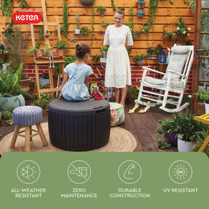 37-Gallon Round Outdoor Deck Box with Seating