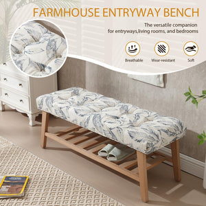 Upholstered Storage Bench with Shoe Shelf