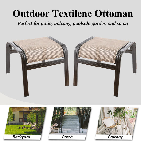 Outdoor Metal Patio Ottoman Footstool Set of 2