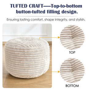 Round Corduroy Pouf Ottoman with Memory Foam Filling