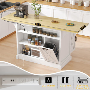 Large Kitchen Island with Drop Leaf & Power Outlet