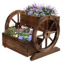 2-Tier Wooden Planter Box with Wheels