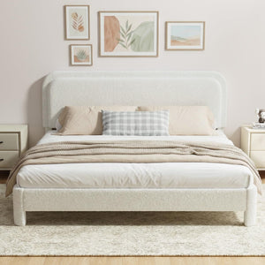 King Size Boucle Upholstered Bed Frame